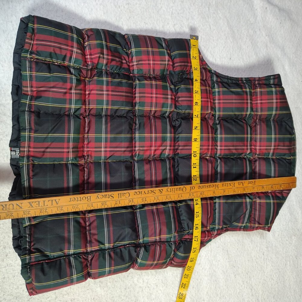 Eddie Bauer Goose Down Vest Womens Plaid Red Green Black Full Zip Puffer - Picture 5 of 16